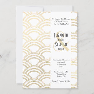 Elegant Arch Gatsby Art Deco 1920's White & Gold Einladung