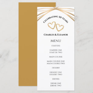 Elegant Arch Golden 50th Anniversary Party Custom Menükarte