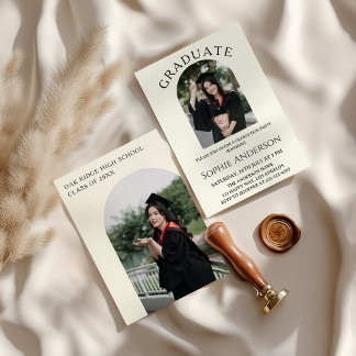 Elegant Arch Modern Photo Graduation Party Einladung