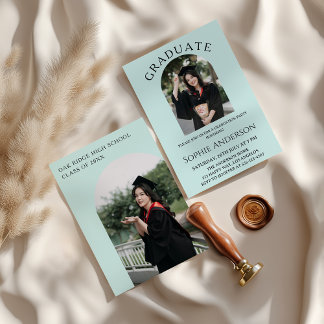 Elegant Arch Modern Photo Graduation Party Einladung