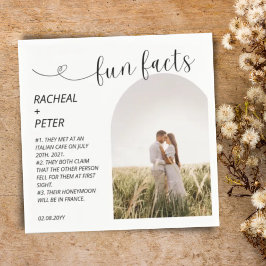 Elegant Arch Photo Script White Fun Facts Wedding  Serviette