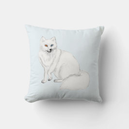 Elegant Arctic Fox Pillow with Snowflake Pattern  Kissen