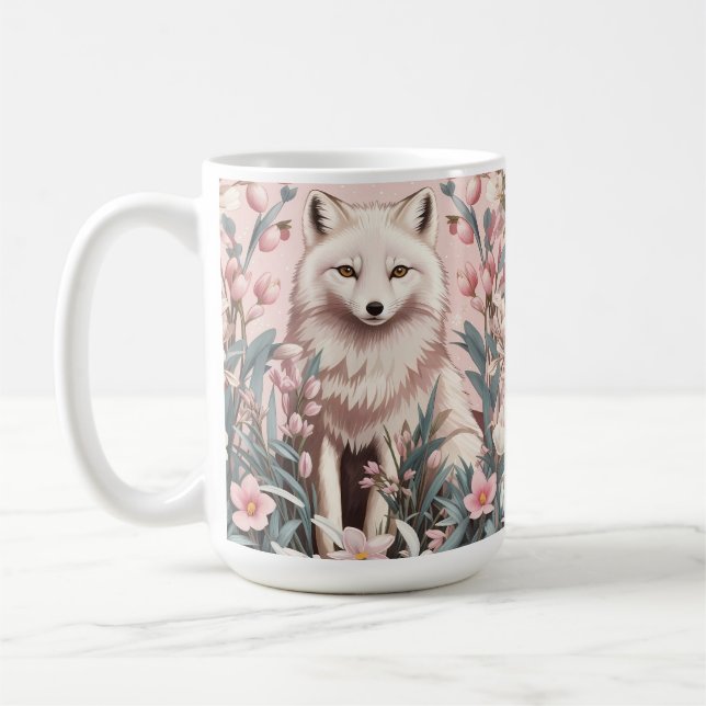 Elegant Arctic Fox Pink Floral Kaffeetasse (Links)