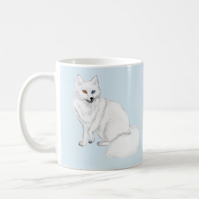Elegant Arctic Fox with Snowflake Design Mug Kaffeetasse (Links)