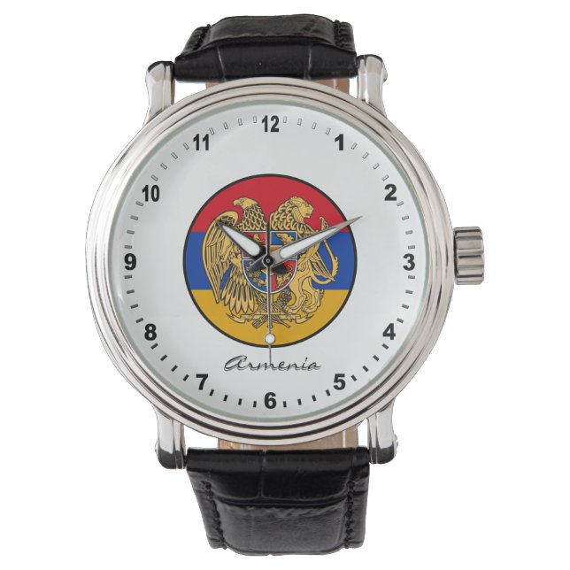 Elegant Armenia Watch & Armenian Flag Armbanduhr (Vorderseite)