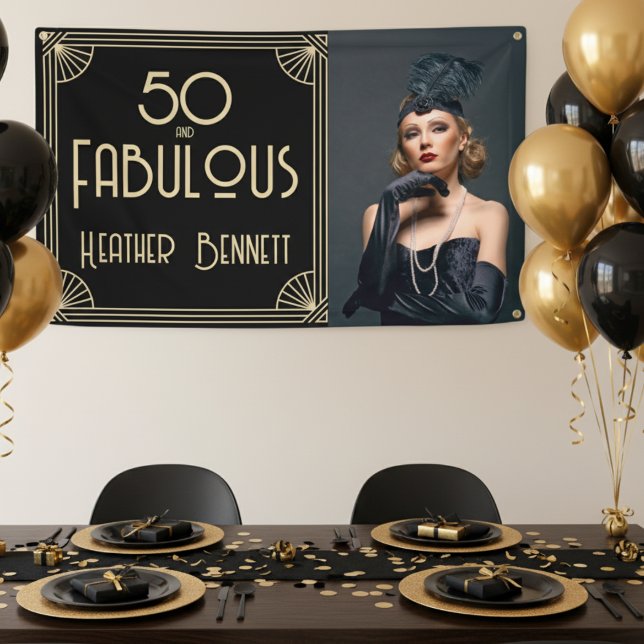 Elegant Art Deco 50 and Fabulous Birthday Banner (Von Creator hochgeladen)
