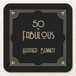 Elegant Art Deco 50 and Fabulous Birthday Rechteckiger Pappuntersetzer