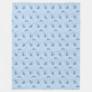 Elegant Art Deco Cats - Blue Fleecedecke