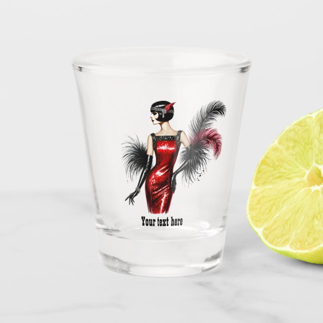 Elegant Art Deco couple customizable  Schnapsglas (Vorderseite)
