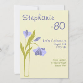 Elegant Art Deco Floral Lavender 80th Birthday  Einladung