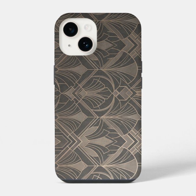 Elegant Art Deco Geometric Pattern iPhone Case 14 Hülle (Rückseite)