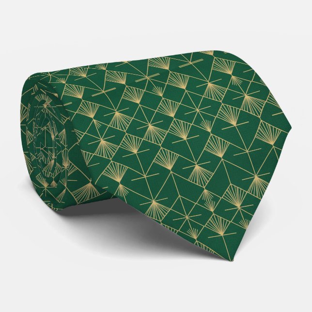 Elegant Art Deco Geometric Pattern Tie Krawatte (Gerollt)