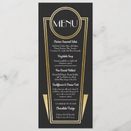 Elégant Art Déco Mariage Menu Gold Black Réception