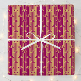 Elegant Art Deco Pattern Arches Pink Gold Chic Geschenkpapier