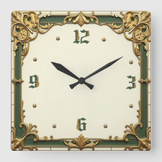 Elegant Art Deco Quadratische Wanduhr