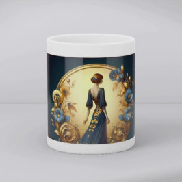 Elegant Art Deco Woman in Gold and Blue Kaffeetasse