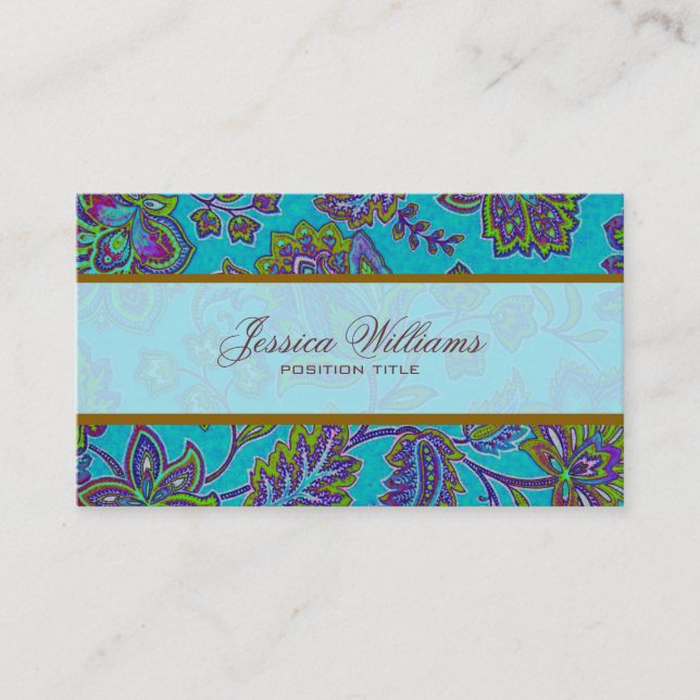 Elegant Art-Deko Colorful Paisley Visitenkarte (Vorderseite)