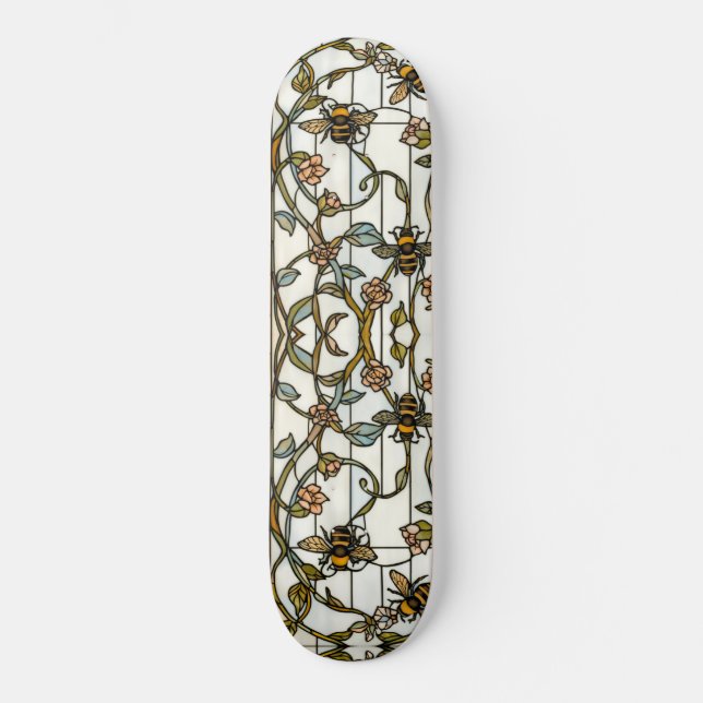 Elegant art nouveau botanical  bee stain glass skateboard (Vorderseite)