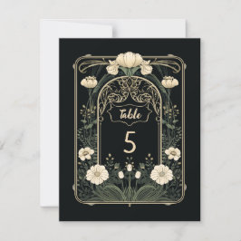 Élégant Art Nouveau Floral Numéro de table Signe