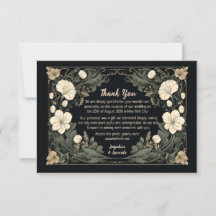 Élégant Art nouveau foncé Mariage Floral Merci