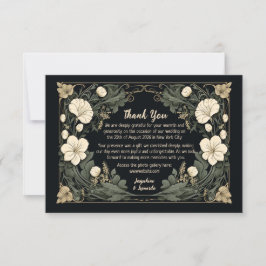 Élégant Art nouveau foncé Mariage Floral Merci