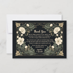 Élégant Art nouveau foncé Mariage Floral Merci