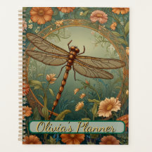 Elegant Art Nouveau Spring green Dragonfly
