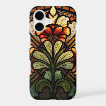 Elegant Art Nouveau Stained Glass Floral