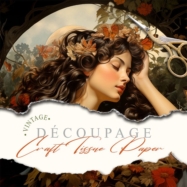 Elegant Art Nouveau Victorian Goddess Floral Seidenpapier (Von Creator hochgeladen)