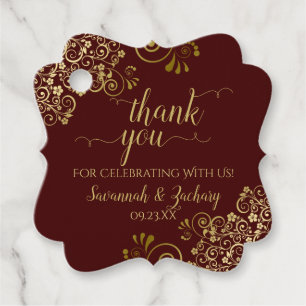 Elegant Auburn Brown & Gold Wedding Vielen Dank Geschenkanhänger
