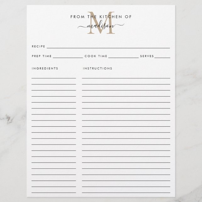 Elegant aus der Küche der Gold Monogram Rezept (Vorderseite)