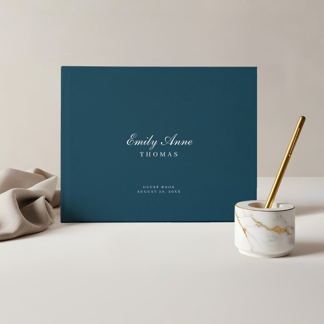Elegant & ausgeklügelt Deep Navy Blue Baby Shower Gästebuch (Elegant & Sophisticated Deep Navy Blue Baby Shower Guest Book)