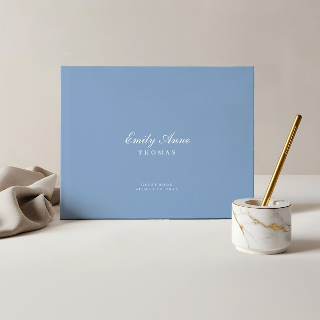 Elegant & ausgeklügelt Pale Sky Blue Baby Dusche Gästebuch (Elegant & Sophisticated Pale Sky Blue Baby Shower Guest Book)