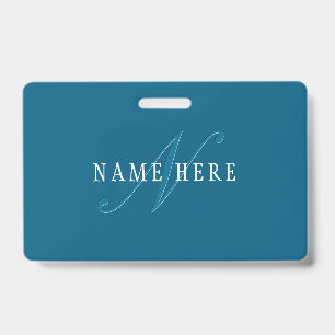 Elegant aussehendes Monogramm Ozeanblau Ausweis