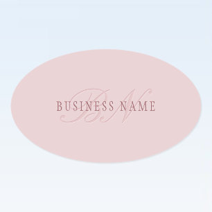 Elegant aussehendes Monogramm Roségold Ovaler Aufkleber