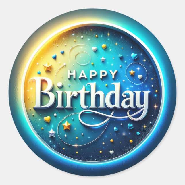 Élégant autocollant d'anniversaire (Devant)