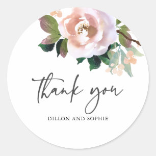 Élégant Autocollant Mariage Rose d'aquarelle Dusty