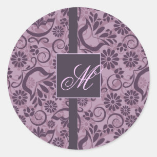 Élégant autocollant violet avec Monogramme