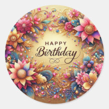 Élégant autocollants floraux d'anniversaire