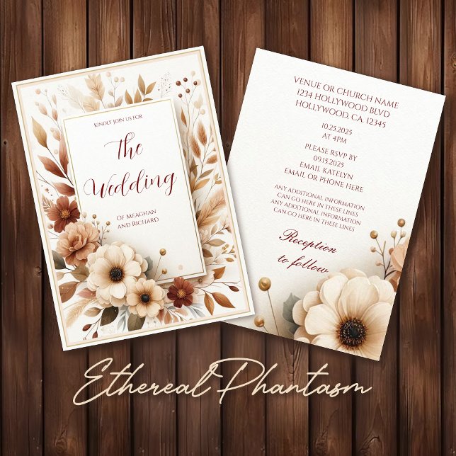 Élégant automne automne automne Faire-part de mari (elegant country fall autumn halloween harvest wedding rsvp details card information white brown)