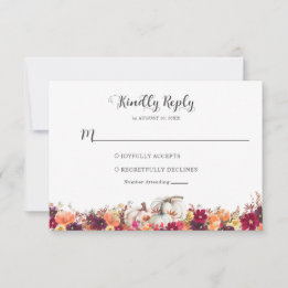 Elégant automne Floral Citrouille mariage RSVP