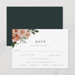 Élégant automne Floral Wedding RSVP Meal Choice