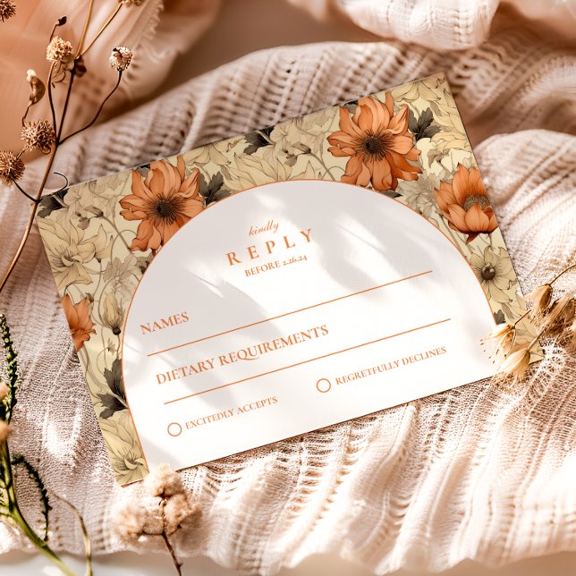Elegant Autumn Botanical Wedding RSVP Karte (Von Creator hochgeladen)