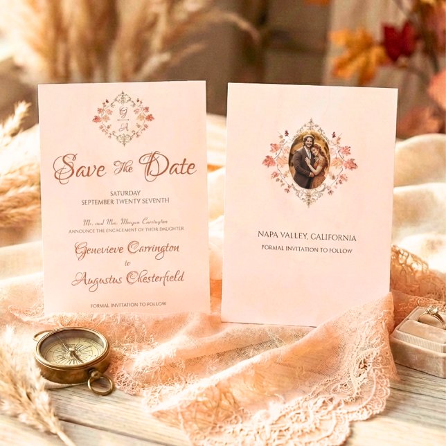 Elegant Autumn Engagement Announcement Save Date Save The Date (Von Creator hochgeladen)
