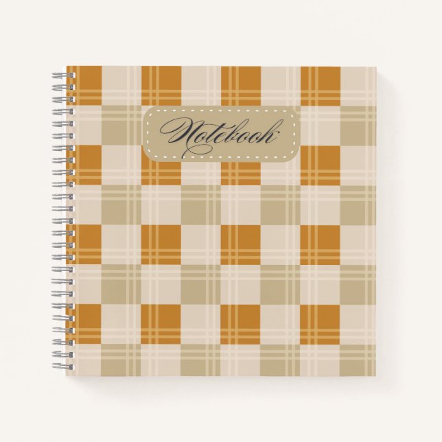 Elegant Autumn Plaid Notebook Cozy Check Pattern  Notizbuch (Vorderseite)