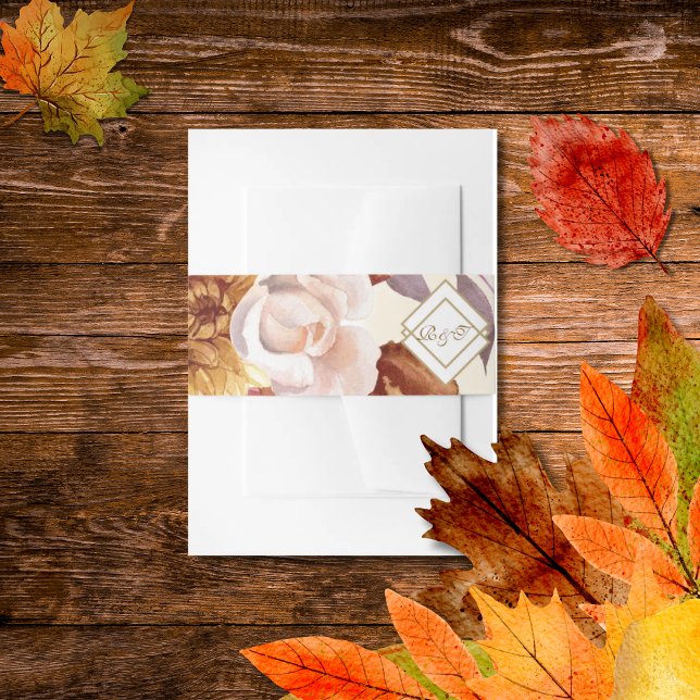 Elegant Autumn Watercolor Floral Wedding  Einladungsbanderole (Von Creator hochgeladen)