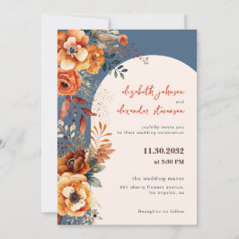 Elegant Autumnal Blumengarten Hochzeit 1 Foto Einladung