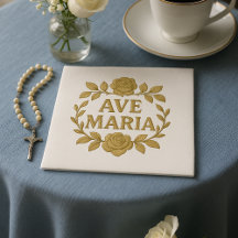 Elegant Ave Maria Gold Rose Katholisch