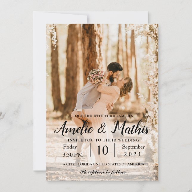 Élégant avec photo Mariage Invitations (Devant)