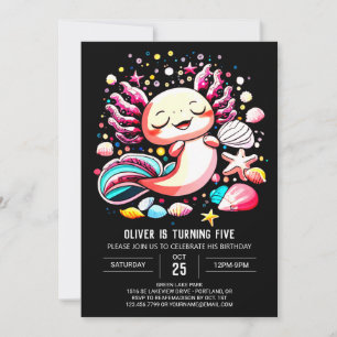 Elegant Axolotl Editable Birthday Einladung